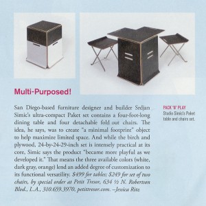 Featured furniture in Interiors magazine